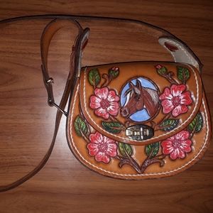 Beautiful Vintage Handmade Leather Horse Purse